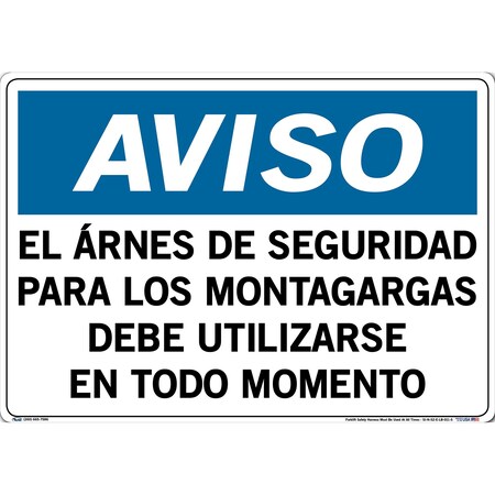 Vestil Vinyl Label Sign, 14-1/2" Height, 20-1/2" Width, Vinyl Label, Rectangle, Spanish SI-N-52-E-LB-011-S